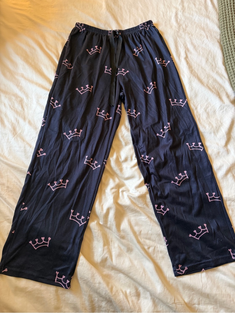 Princess Crown Black and Pink Pajama Pants